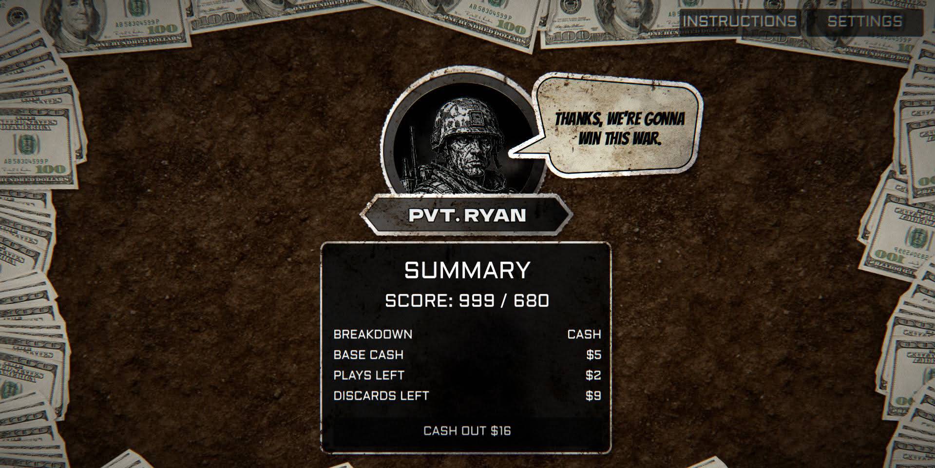 Mad John score summary screen