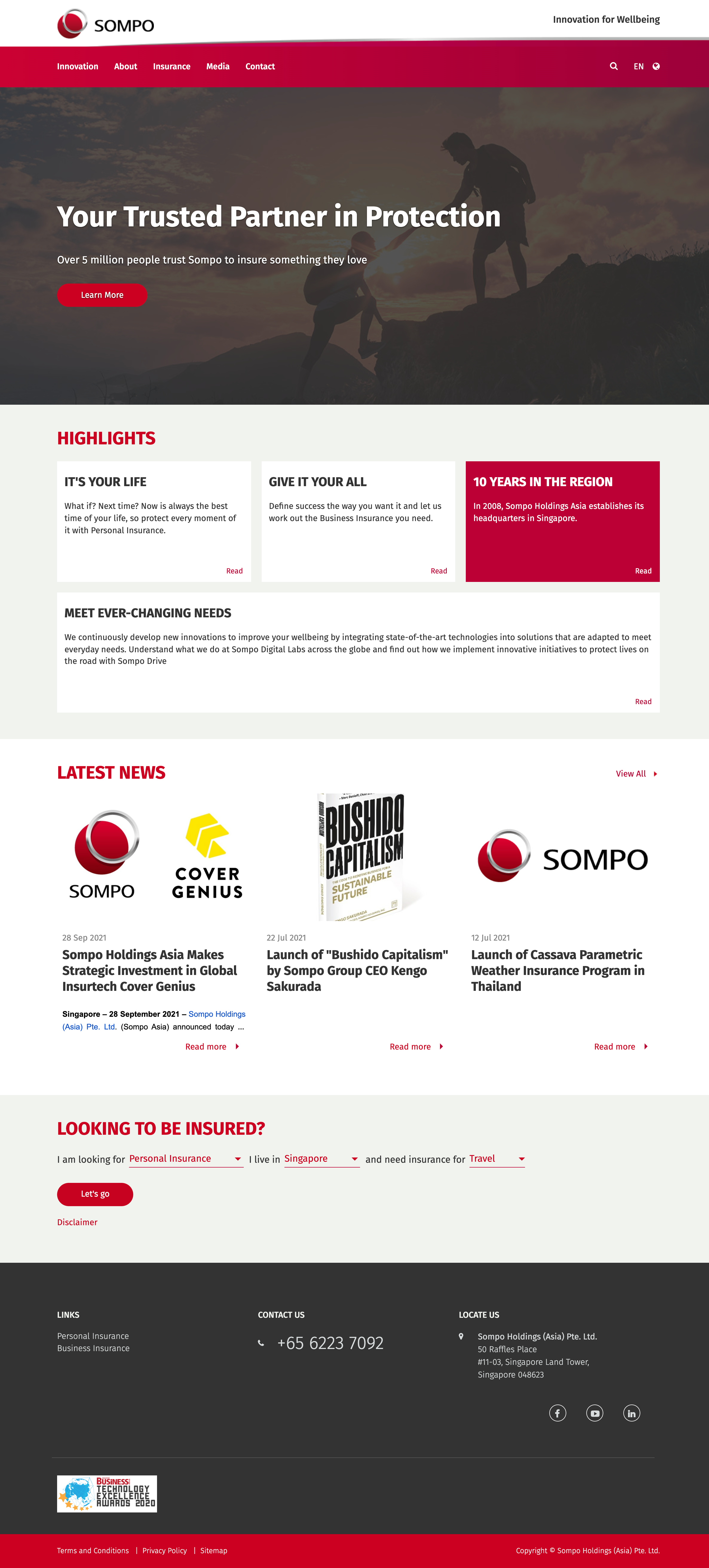 Sompo Asia responsive website design